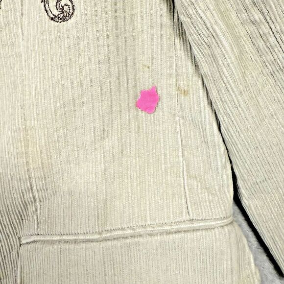 Franky Max Men's Corduroy Sport Coat L Khaki Embroidered Embellished  Motto READ - Picture 2 of 16